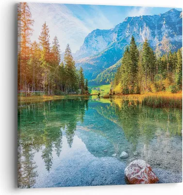 Produktbild von Bild auf Leinwand - Leinwandbild - Einteilig - Landschaft Berge Morgendämmerung - 40x40cm - Wand Bild - Wanddeko - Wandbilder - Leinwanddruck - Bilder - Wanddekoration - Leinwand bilder - AC40x40-4456