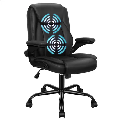 Zdjęcie produktu dla Krzesło biurowe ALFORDSON, ergonomiczne, z regulowanym oparciem, składanymi podłokietnikami, obicie ze sztucznej skóry, krzesło do nauki z certyfikatem SGS, regulowane siedzisko pneumatyczne, krzesło gamingowe, kolor czarny