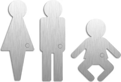 Produktbild von Edelstahl Piktogramme Serie Contour WC-Damen WC-Herren Wickelraum 3er-Set