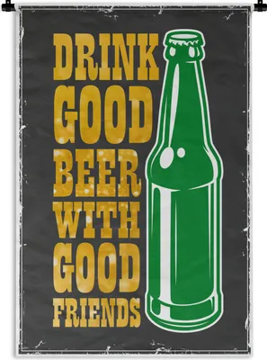 Produktbild von MuchoWow® Wandteppich Wandbehang Mancave - Flasche - Bier - Vintage 60x90 cm Tapisserie Dekoration Wandtuch - Foto-Teppich - Abwaschbar