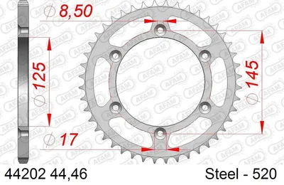 Produktbild von AFAM Kettenrad 44202-44 Hinten für CAGIVA MOTORCYCLES W Stahl