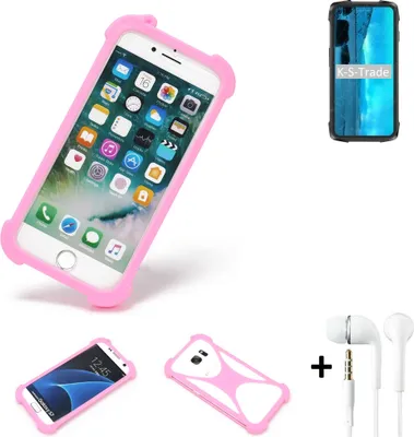 Produktbild von K-S-Trade Bumper + Kopfhörer kompatibel mit Cubot KingKong 7 Handy Hülle Schutzhülle Silikon Schutz Hülle Cover Case Silikoncase Silikonbumper TPU