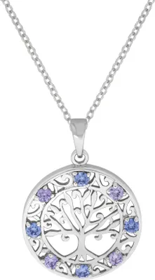 Produktbild von Zeeme Silber Halskette Silber 925 rhodiniert mit Lebensbaum-Motiv und Zirkonia-Steinen