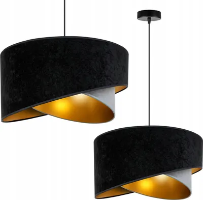 Produktbild von Hängelampe Deckenleuchter Goldener Samt Lampenschirm