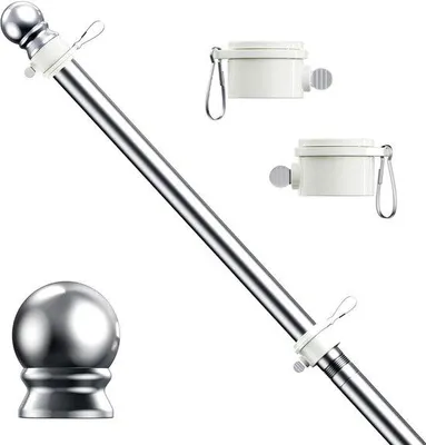 Produktbild von Bauernmast 5 FT - RVS Flaggenstange - Außen Flaggen - Klitvrij Drehbar - 152 cm - Silber