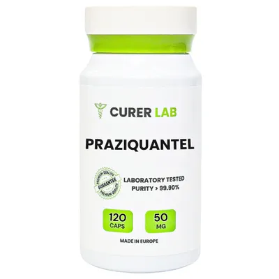 Obrázok produktu pre Praziquentel 50 mg | >99,90 % Čistý | Laboratórne certifikovaný | 120 jednotiek
