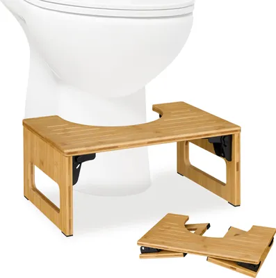 Produktbild von Relaxdays Toilettenhocker, klappbar, Stuhlgang Unterstützung, WC Hocker Erwachsene, Bambus, HBT: 18,5x43x27,5 cm, natur