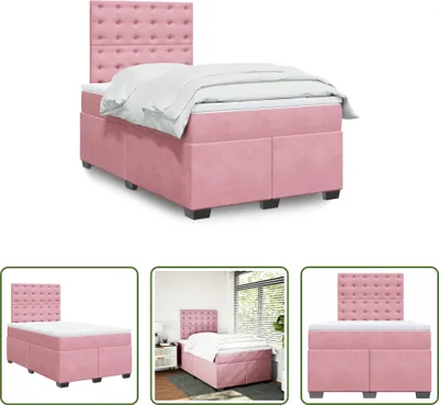 Produktbild von The Living Store Boxspringbett mit Matratze Rosa 120x200 cm Samt