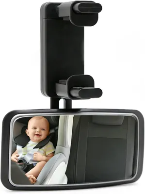 Productafbeelding van Achterbankspiegel Baby - Baby Spiegel - Kind In De Gaten - 360 Graden Draaibaar - 22.5 cm - Zwart