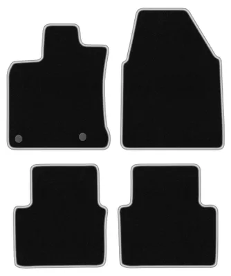 Produktbild von Velours-Fußmatten für Nissan Qashqai I J10 (szeroki) 2007-2013 (Crossover) – 4-tlg, Schwarz/Silber, passgenau – Wielganizator CARLUX