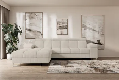 Produktbild von ALTDECOR Ecksofa mit Schlaffunktion und Bettkasten - COMA L - 271x203x79 - Senfgelb Corner Sofa Eckcouch Couch L-Form, links/rechts angeordnet, Schlafcouch Ausziehbar Wohnlandschaft
