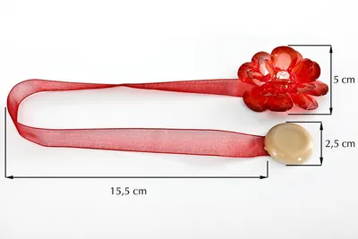 Zdjęcie produktu dla Dekoracyjny klips do zasłon z magnesem - Flower 2 Red