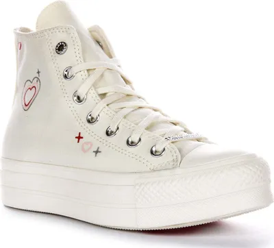 Productafbeelding van Converse Ct As Lift Platform Y2k Hearts Dames Textiel Sneakers in Wit Rood – undefined / wit Rood