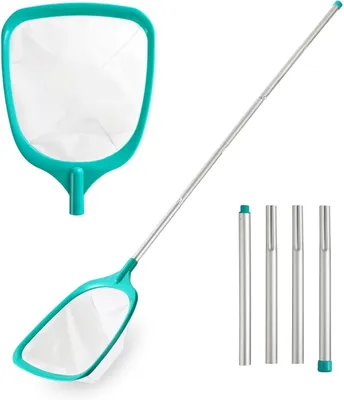 Immagine prodotto di Retino filtrante per skimmer di piscina, a maglia fine, 160 cm, con 4 aste in alluminio, per la pulizia della piscina