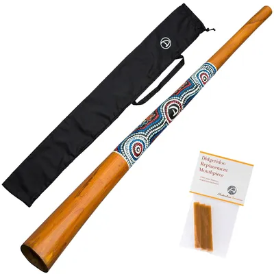 Image de Didgeridoo en bois 130cm - peint à la main avec de la cire d'abeille et un sac