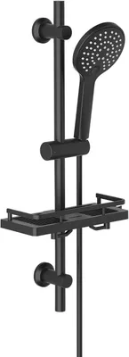 Produktbild von Duschset 70 cm, schwarz, Edelstahl, Wandmontage, Handbrause mit 3 Strahlarten, für Badezimmer