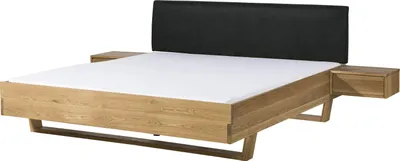 Produktbild von MASSIVMOEBEL24 Bett mit Nachttischen Fichte 200x200x85 natur gebeizt / geölt, Kopfteil anthrazit FICHTELBERG #48