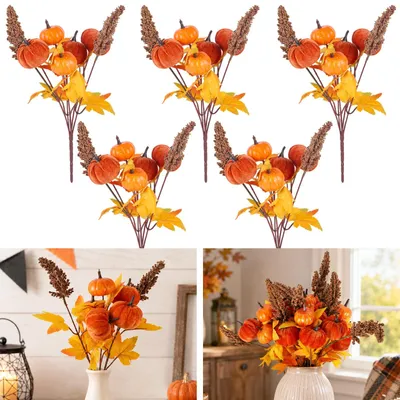 Künstlicher Herbststrauß mit 5 Kunstpumpen, 30 cm