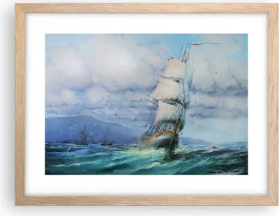 Produktbild von Gerahmtes Poster - Rahmen in heller Eiche - Meer Segelschiff - 40x30 cm - Wand Bild - Wanddeko - Wandbilder - Kunstposter - Wandposter - Bilderrahmen - Bilder - Kunstdruck - Wandbild - P2NAA40x30-3782
