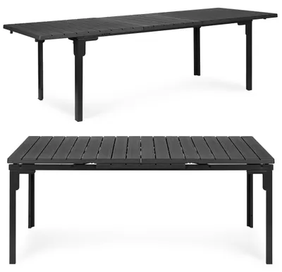 Immagine prodotto di Tavolo da giardino allungabile da 180 a 240 cm, fino a 12 persone, in acciaio e HDPE grigio, MultiGarden