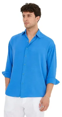 Produktbild von Megaman Herren Freizeit-Hemd Stretch Langarm Hemden | Blau | Small