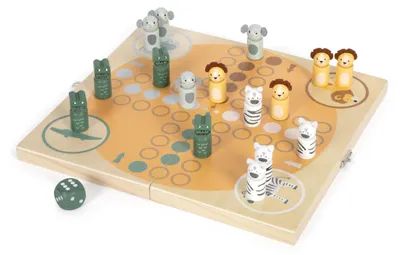 Productafbeelding van Ludo "Safari" van hout, reisspel voor 4 spelers, gezelschapsspel voor kinderen vanaf 3 jaar