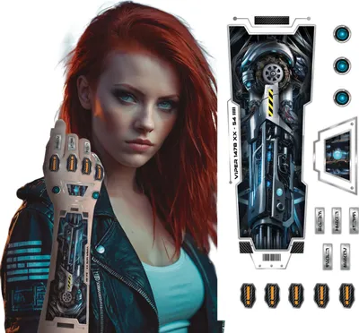 Produktbild von Cyberhelden Tattoo Arm Futuristische Körperkunst Karneval Temporär Tech Tattoos Aufkleber, Farbe: Mehrfarbig