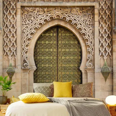 Produktbild von Fototapete Spirituell - Vliestapete - Bildtapete UV-beständig Design beige 3D-Effekt Orientalisch Wandtapete geruchsfrei