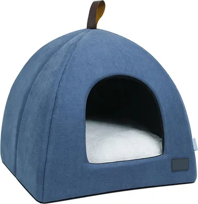 Immagine prodotto di Lettino pieghevole per gatti, traspirante, per uso interno, tenda per animali, per cani, con tappetino (blu, taglia S)