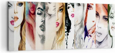 Produktbild von Bild auf Leinwand - Leinwandbild - Frauen Schönheit Dame Illustration - 100x40cm - Wand Bild - Wanddeko - Leinwanddruck - Bilder - Kunstdruck - Leinwand bilder - Wandkunst - AB100x40-3012