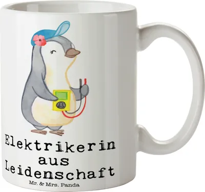 Produktbild von Mr. & Mrs. Panda Tasse Elektrikerin Leidenschaft - Weiß - Geschenk, Lustig, Ausbildung, haferl, Becher, schöne, Kaffeebecher, Witzig, Kaffeetasse, Beruf, Spruch