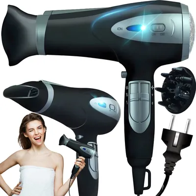 Produktbild von Haartrockner Ionen Fön mit Stylingdüsen und Diffusorr Föhn für Familie Windgeschwindigkeiten Haarstyling Temperaturstufen Kaltluft Modus 2200W Retoo