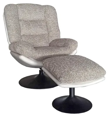 Produktbild von Relaxsessel mit Hocker Palermo Drehsessel Loungesessel Webstoff Beige