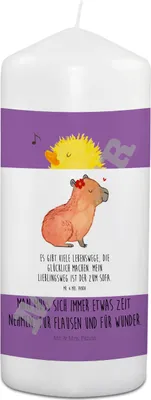 Produktbild von Mr. & Mrs. Panda Trauerkerze Capybara Blume - Weiß - Geschenk, lustige Sprüche, Brennende Trauerkerze, Tiermotive, Gedenkkerze, Gute Laune, Tiere, Beerdigung Kerze