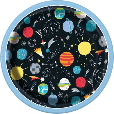Produktbild von Pappteller für eine umweltfreundliche Weltraumparty, 18 cm, 8 Stück