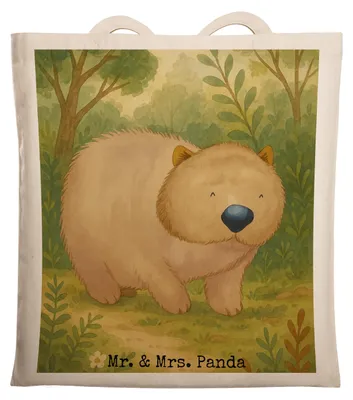 Produktbild von Mr. & Mrs. Panda Tragetasche Wombat Design - Weiß - Geschenk, Motivation, Tote Bag, dokumententasche, Das Leben Ist schön, Spruch, Lustige Sprüche, Shopping Tasche