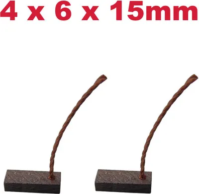 Produktbild von 2x Trade-Shop Motorkohlen / Kohlebürsten / Schleifkohlen / Kohlestifte 4x6x15mm Kabellänge 40mm für viele KFZ PKW Motoren Antriebe 12-24V