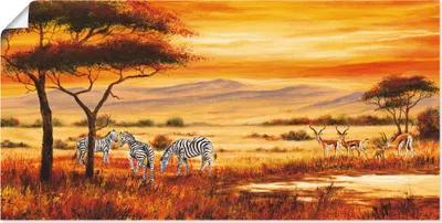 Produktbild von ARTland Poster Afrikanische Landschaft I Größe: 40x20 cm