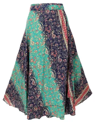 Produktbild von Langer Wandelbarer Wickelrock, Boho Maxirock, Magic Dress - Türkis/grün, Damen, Blau, Polyester, Röcke