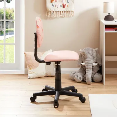 Produktbild von Drehstuhl ALPACA für Kinder Kunstleder in pink, Kinderschreibtischstuhl höhenverstellbar ergonomisch mit Lama Motiv, Scchreibtischstuhl auf Rollen
