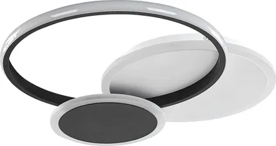 Zdjęcie produktu dla BELIANI Lampa sufitowa czarno-biała metalowa zintegrowane oświetlenie LED okrągła plafon do kuchni sypialni nowoczesna glamour