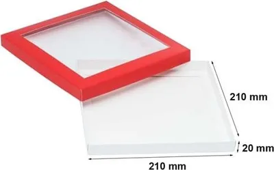 Zdjęcie produktu dla Pudełko Ozdobne Prezentowe Kartonik czerwone 210x210x20mm Z Okienkiem