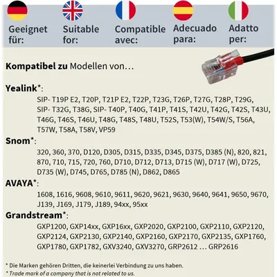 Produktbild von Headset-Anschlusskabel RJ geeignet für Yealink/Snom/Grandstream
