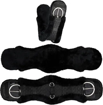 Produktbild von Equinate Westerngurt Classical anatomisch Lammfell 90cm - 36" Schwarz