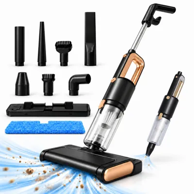 Produktbild von 2-in-1 Staubsauger mit Wischfunktion, 500 W, 15.000 Pa starke Saugkraft, kabelgebundener Stab- und Handstaubsauger für Hartböden, Polster und Auto