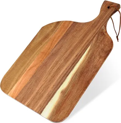 Image de Planche à découper en bois d'acacia durable avec poignée