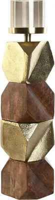 Produktbild von Kerzenschale DKD Home Decor Braun Gold Aluminium Kristall Mango-Holz 10 x 10 x 51,5 cm