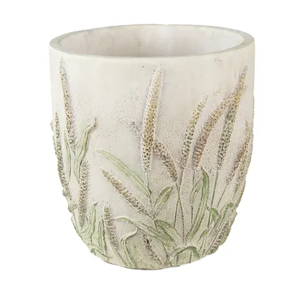 Image de Clayre & Eef Pot de fleurs Ø 16x17 cm Beige Vert Pierre Céréales