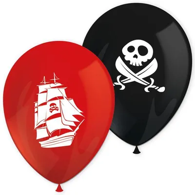 Imagen del producto de Globos de piratas, tema "Isla de los Piratas", para fiestas de cumpleaños, 28 cm, paquete de 8 unidades.