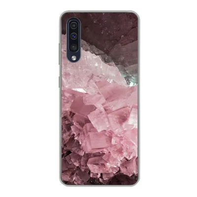 Produktbild von MuchoWow® Handyhülle Schutzhülle Hülle für Samsung Galaxy A30s Naturstein - Rosa - Kristall Silikon Softcase Handy Hülle - Karteninhaber